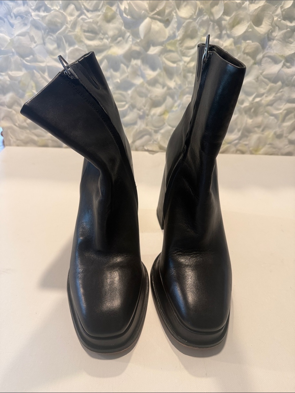 Dolce Vita Black Leather Square-Toe Ankle Boots